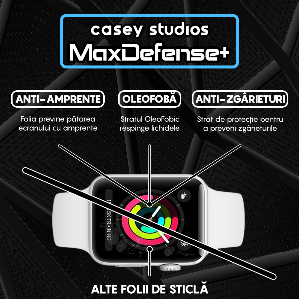 Folie Regenerabila MaxDefense+ - Apple Watch 1/2/3 - 42MM - Negru