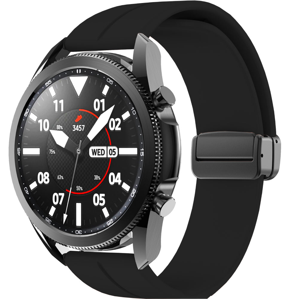 Silicone Metallic Link Strap - Amazfit Active/GTR Mini/Bip 3 Pro/Bip 3/GTS 4 Mini/GTS 3/GTS 2e/GTS 2 Mini/GTS 2/Pop Pro/Pop/Bip U/GTR 42mm/GTS/Bip/Bip Lite/Bip 1s - 20mm - Black