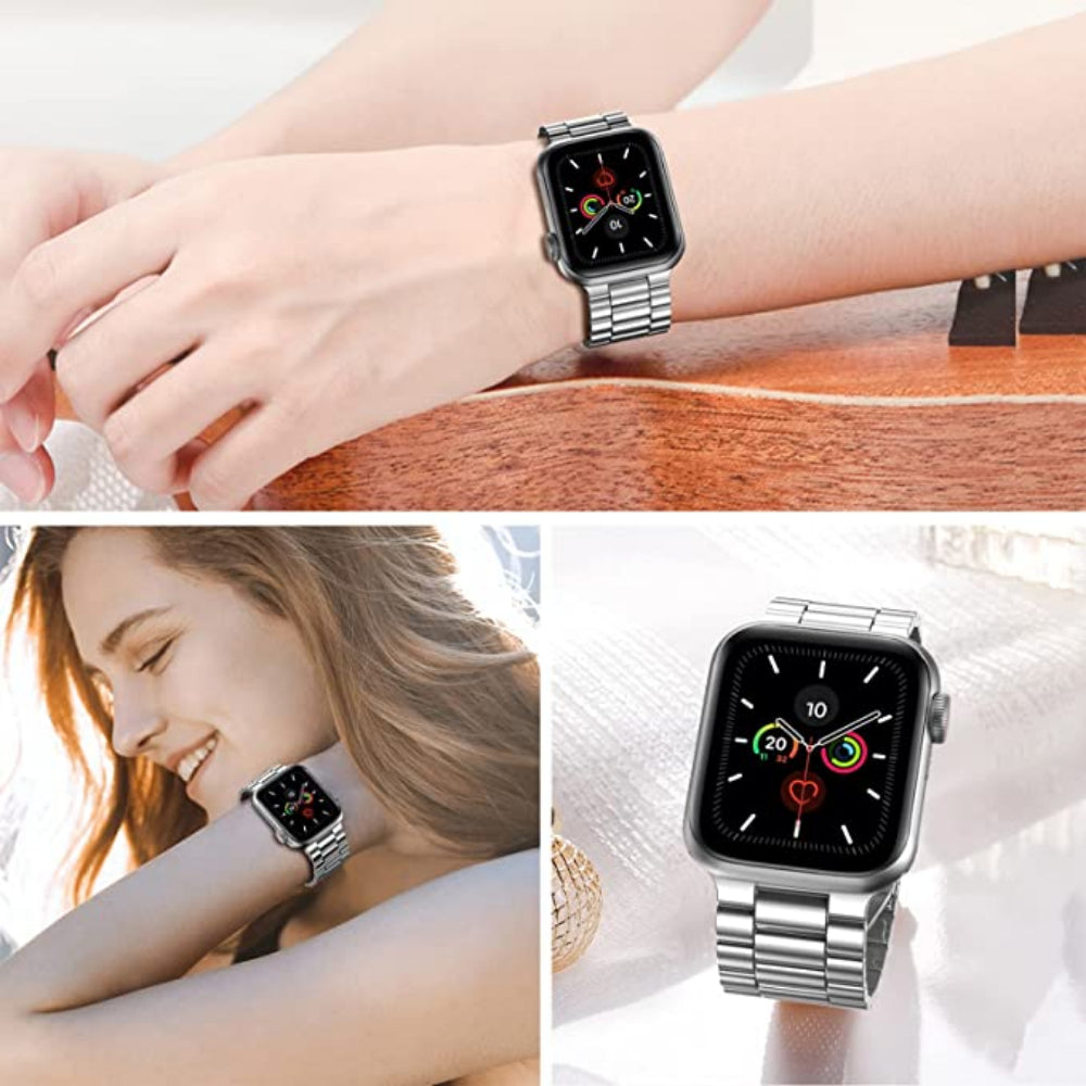 Curea Metallic Link - Apple Watch 1/2/3/4/5/6/7/8/9/10/11/SE/SE2/SE3 - 38/40/41/42 MM - Silver