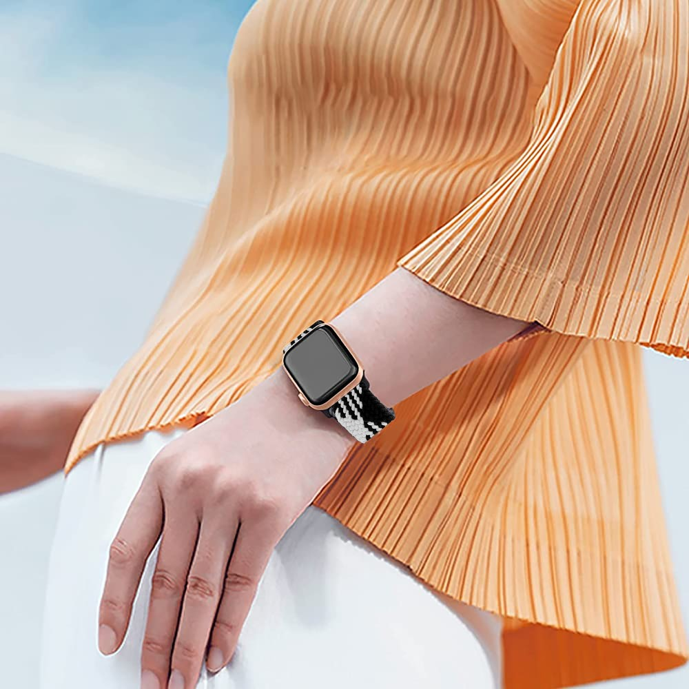 Curea Braided Weave - Apple Watch 1/2/3/4/5/6/7/8/9/10/11/SE/SE2/SE3 - 38/40/41/42 MM - Black/White