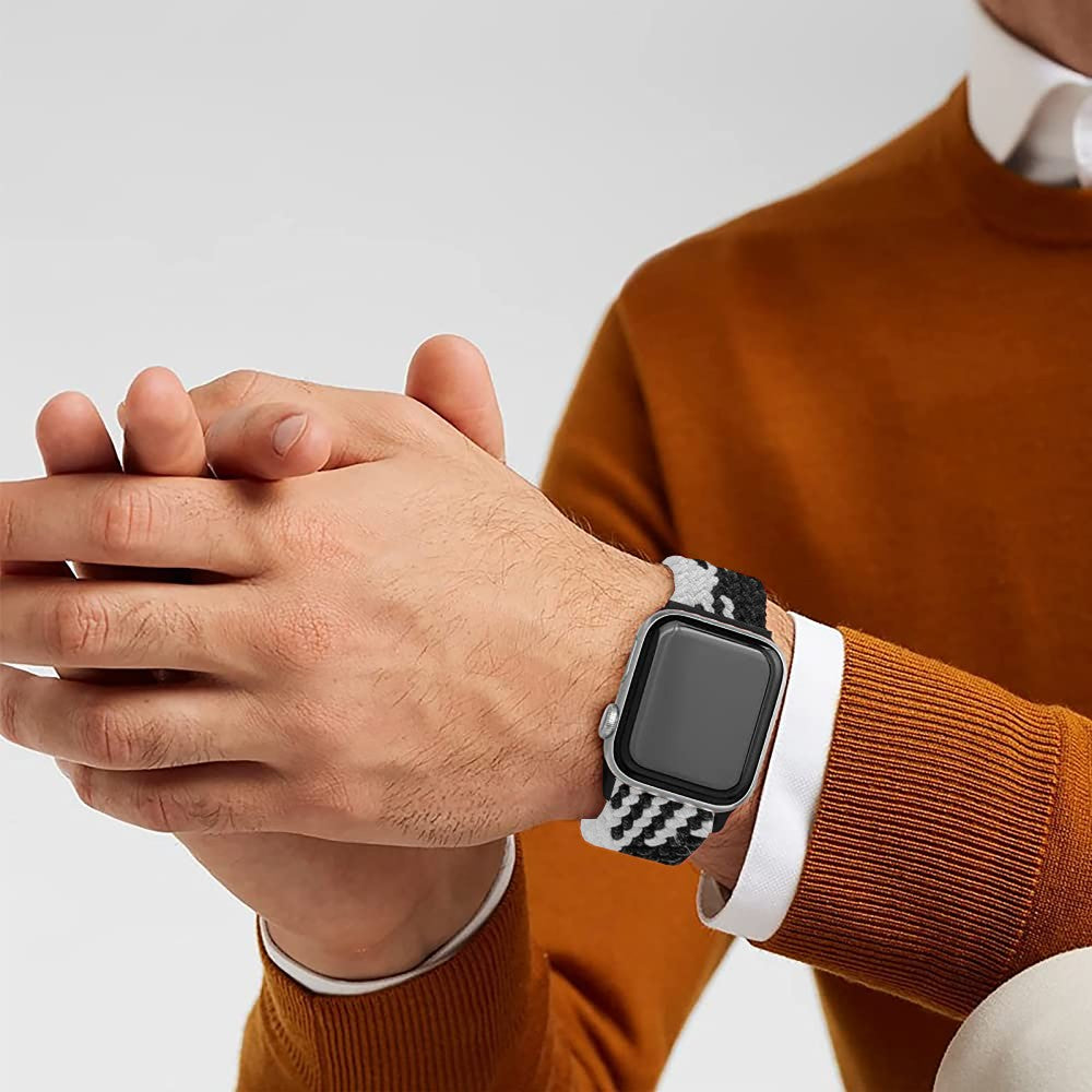 Curea Braided Weave - Apple Watch 1/2/3/4/5/6/7/8/9/10/11/SE/SE2/SE3/Ultra 1/Ultra 2/Ultra 3 - 42/44/45/46/49 MM - Black/White