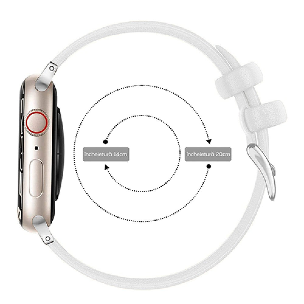 Curea Leather Heritage - Apple Watch 1/2/3/4/5/6/7/8/9/10/11/SE/SE2/SE3/Ultra 1/Ultra 2/Ultra 3 - 42/44/45/46/49 MM - Alb