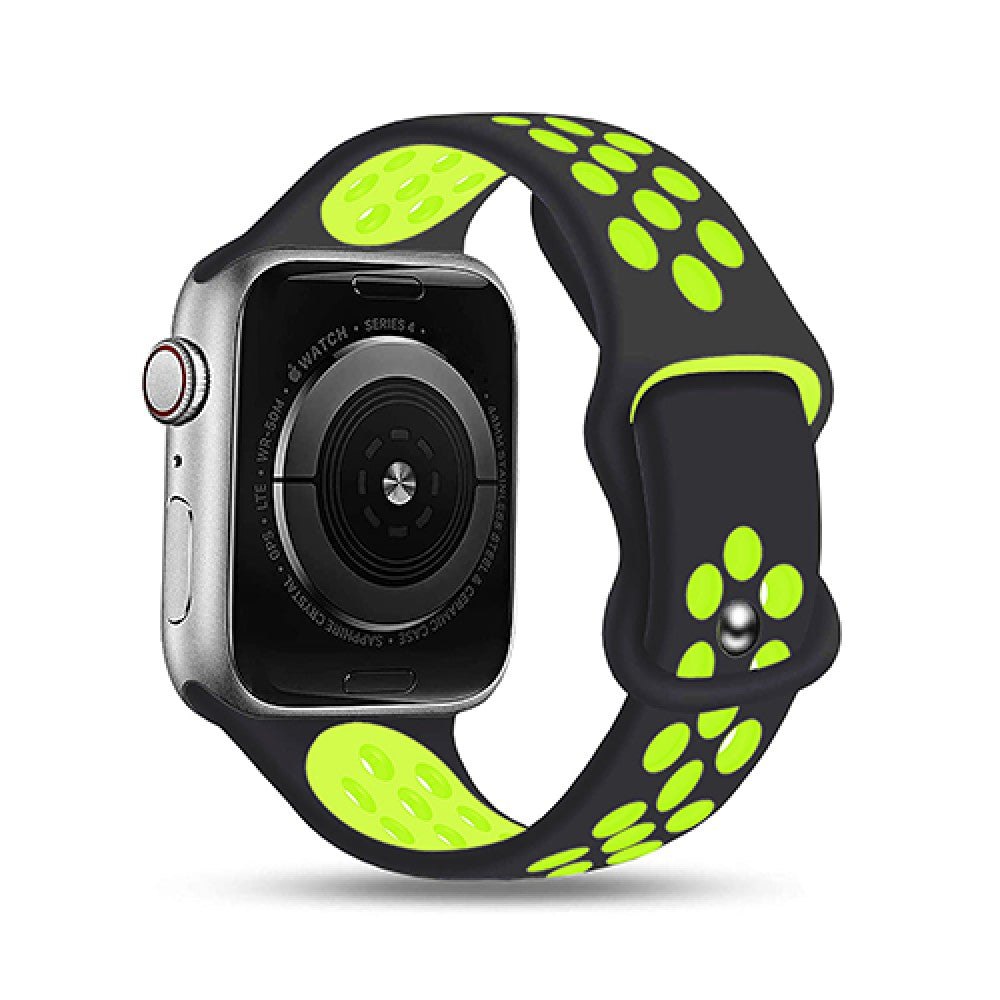 Curea Silicone Flex Loop - Apple Watch 1/2/3/4/5/6/7/8/9/10/11/SE/SE2/SE3 - 38/40/41/42 MM - Black/Green