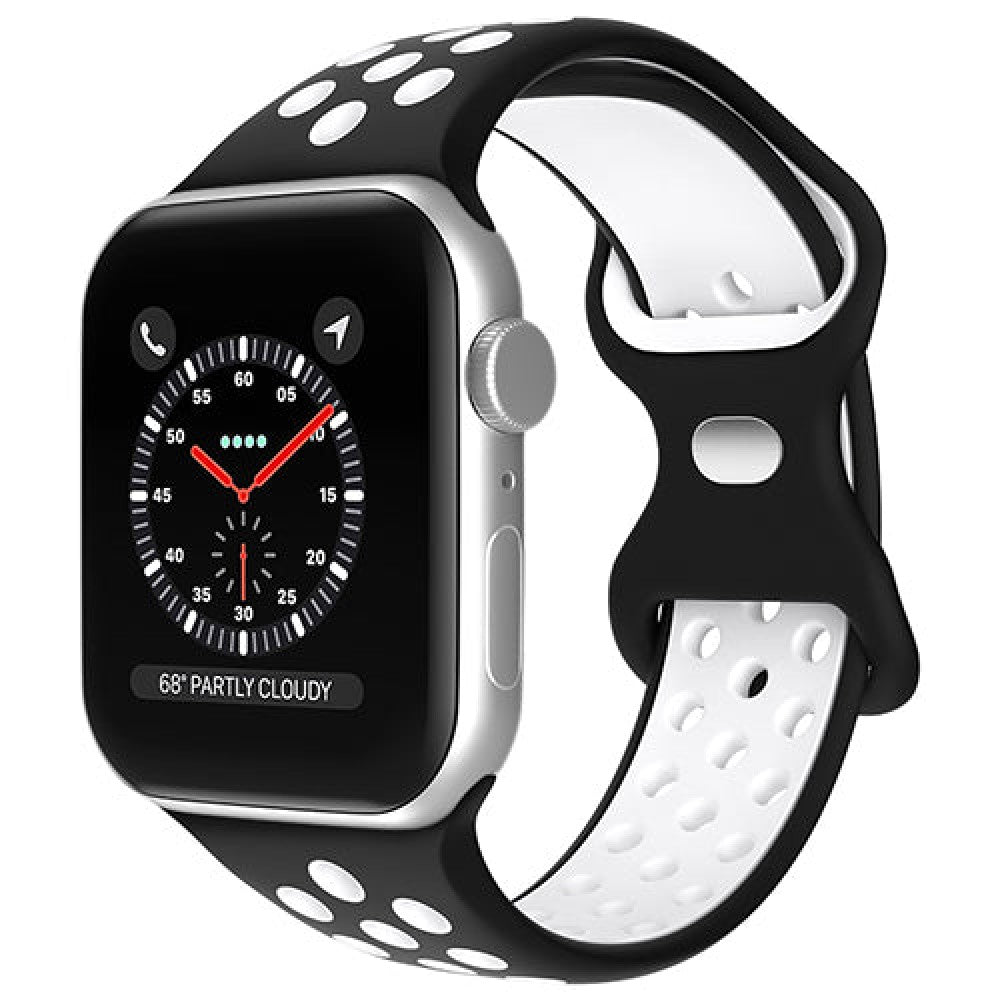 Curea Silicone Flex Loop - Apple Watch 1/2/3/4/5/6/7/8/9/10/11/SE/SE2/SE3 - 38/40/41/42 MM - Black/White