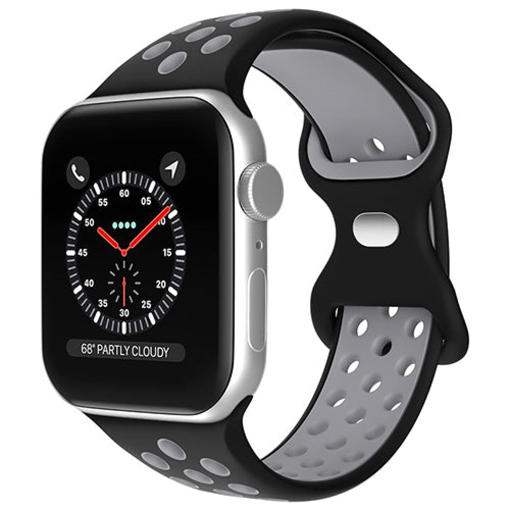 Curea Silicone Flex Loop - Apple Watch 1/2/3/4/5/6/7/8/9/10/11/SE/SE2/SE3 - 38/40/41/42 MM - Black/Gray