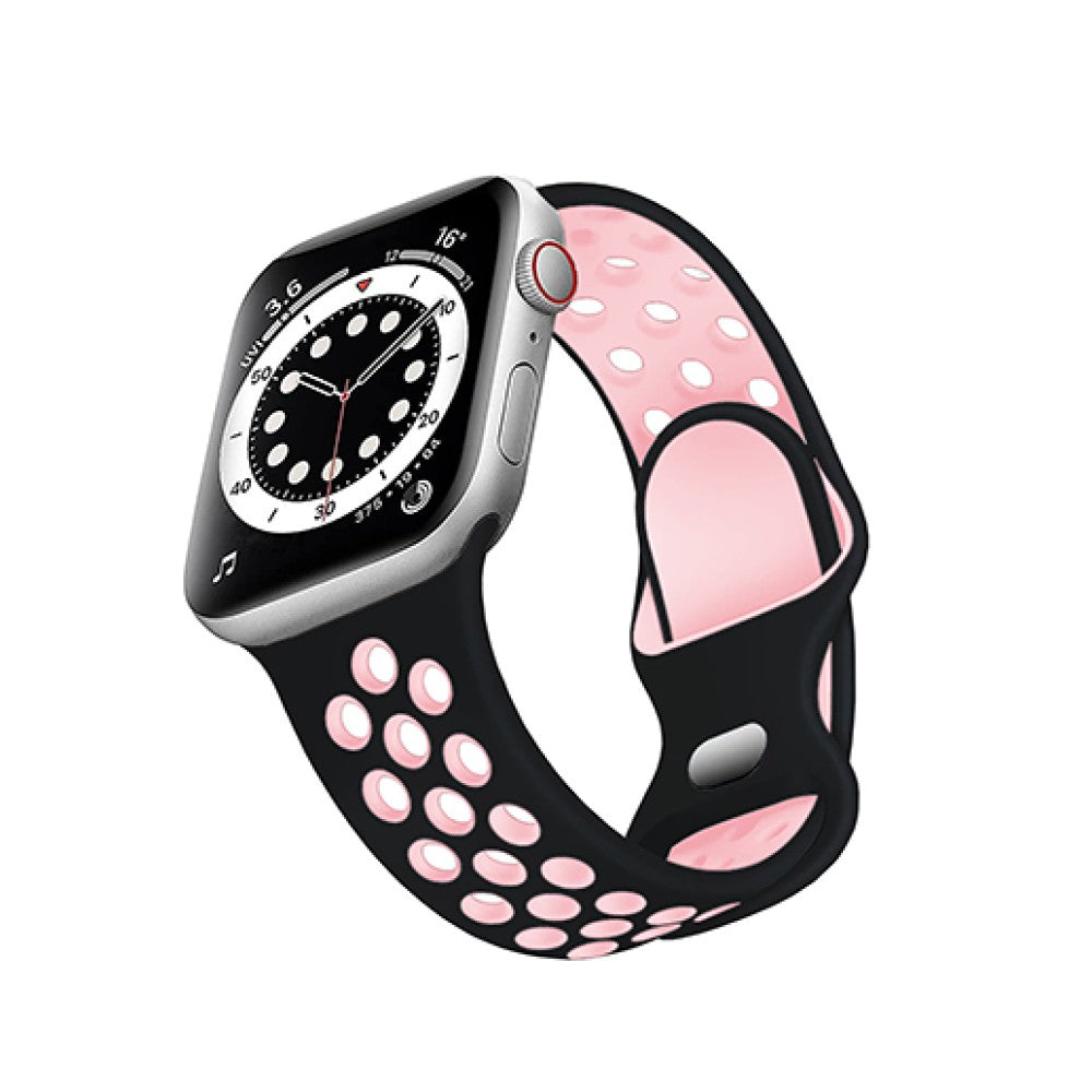 Curea Silicone Flex Loop - Apple Watch 1/2/3/4/5/6/7/8/9/10/11/SE/SE2/SE3 - 38/40/41/42 MM - Black/Pink