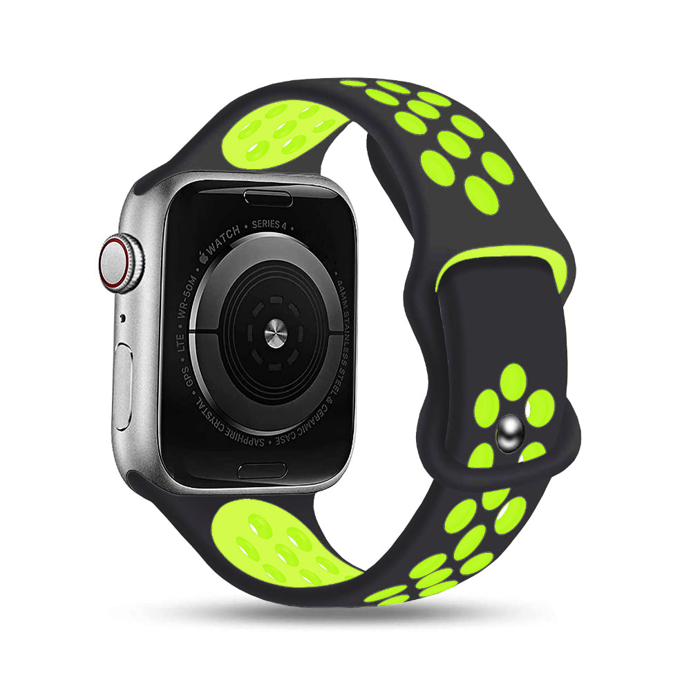 Curea Silicone Flex Loop - Apple Watch 1/2/3/4/5/6/7/8/9/10/11/SE/SE2/SE3/Ultra 1/Ultra 2/Ultra 3 - 42/44/45/46/49 MM - Black/Green