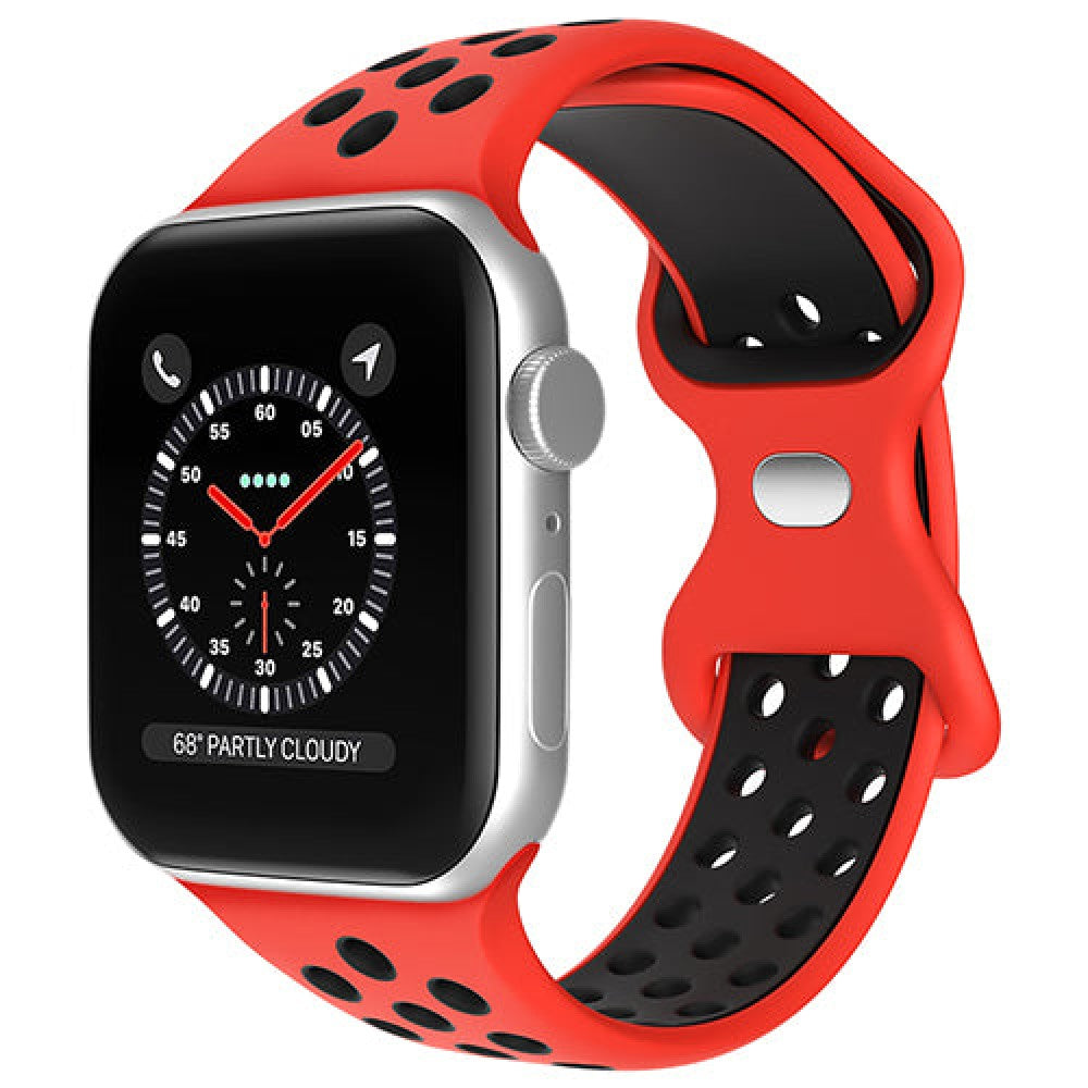 Curea Silicone Flex Loop - Apple Watch 1/2/3/4/5/6/7/8/9/10/11/SE/SE2/SE3/Ultra 1/Ultra 2/Ultra 3 - 42/44/45/46/49 MM - Red/Black