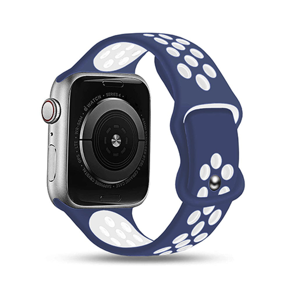 Silicone Flex Loop Strap - Apple Watch 1/2/3/4/5/6/7/8/9/10/11/SE/SE2/SE3/Ultra 1/Ultra 2/Ultra 3 - 42/44/45/46/49 MM - Midnight Blue/White