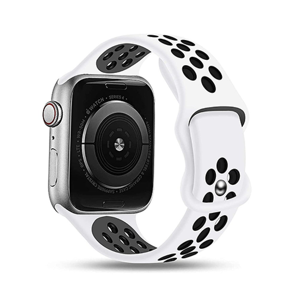 Silicone Flex Loop Strap - Apple Watch 1/2/3/4/5/6/7/8/9/10/11/SE/SE2/SE3/Ultra 1/Ultra 2/Ultra 3 - 42/44/45/46/49 MM - White/Black