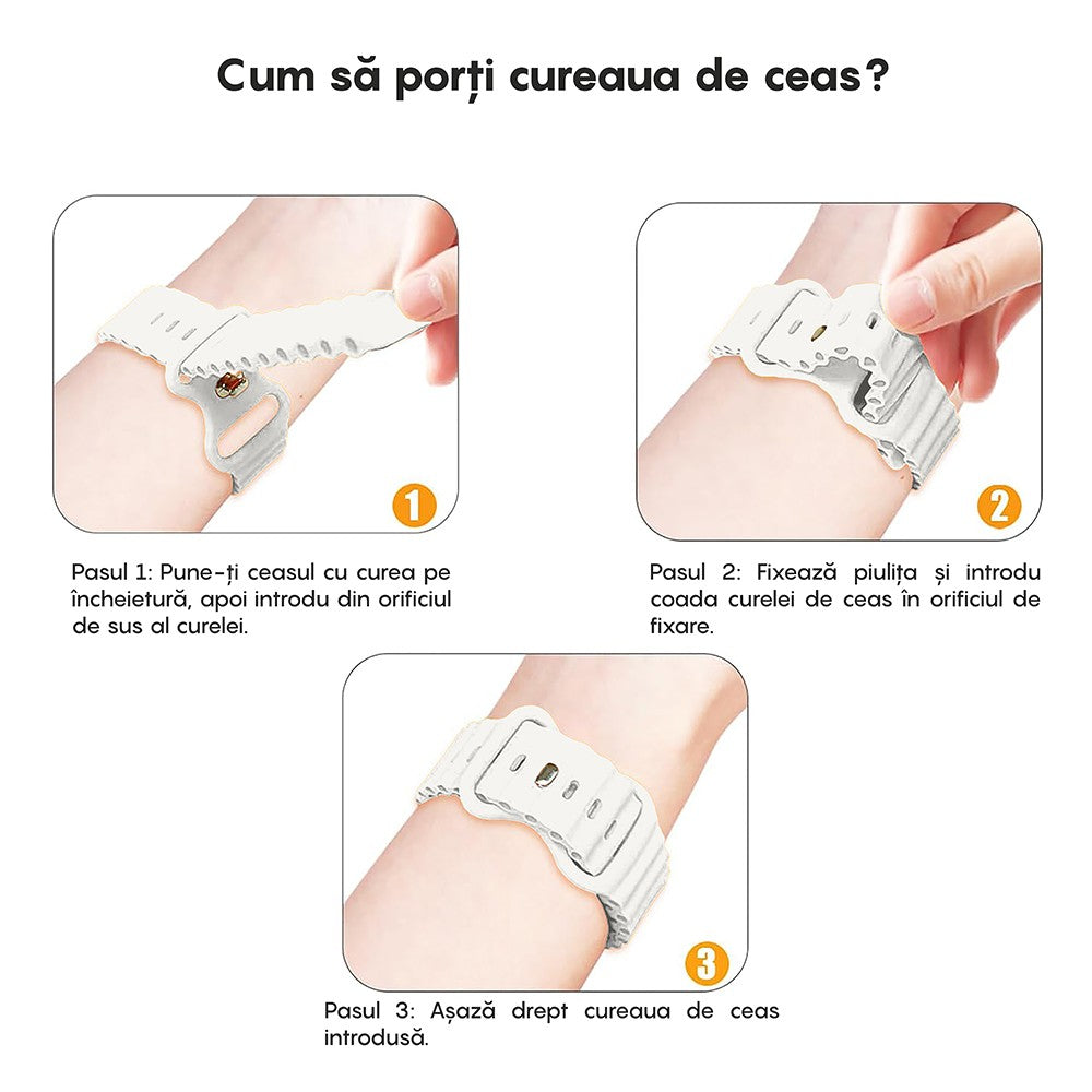 Curea Ocean Explorer - Apple Watch 1/2/3/4/5/6/7/8/9/10/11/SE/SE2/SE3/Ultra 1/Ultra 2/Ultra 3 - 42/44/45/46/49 MM - Alb