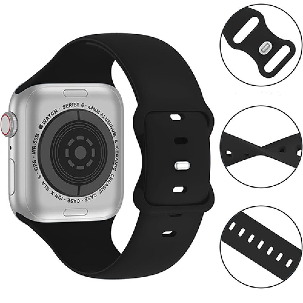 Curea Silicone Aero Loop - Apple Watch 1/2/3/4/5/6/7/8/9/10/11/SE/SE2/SE3 - 38/40/41/42 MM - Black