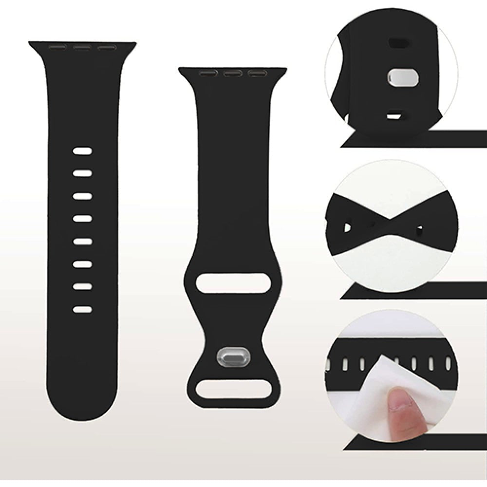 Curea Silicone Aero Loop - Apple Watch 1/2/3/4/5/6/7/8/9/10/11/SE/SE2/SE3 - 38/40/41/42 MM - Black
