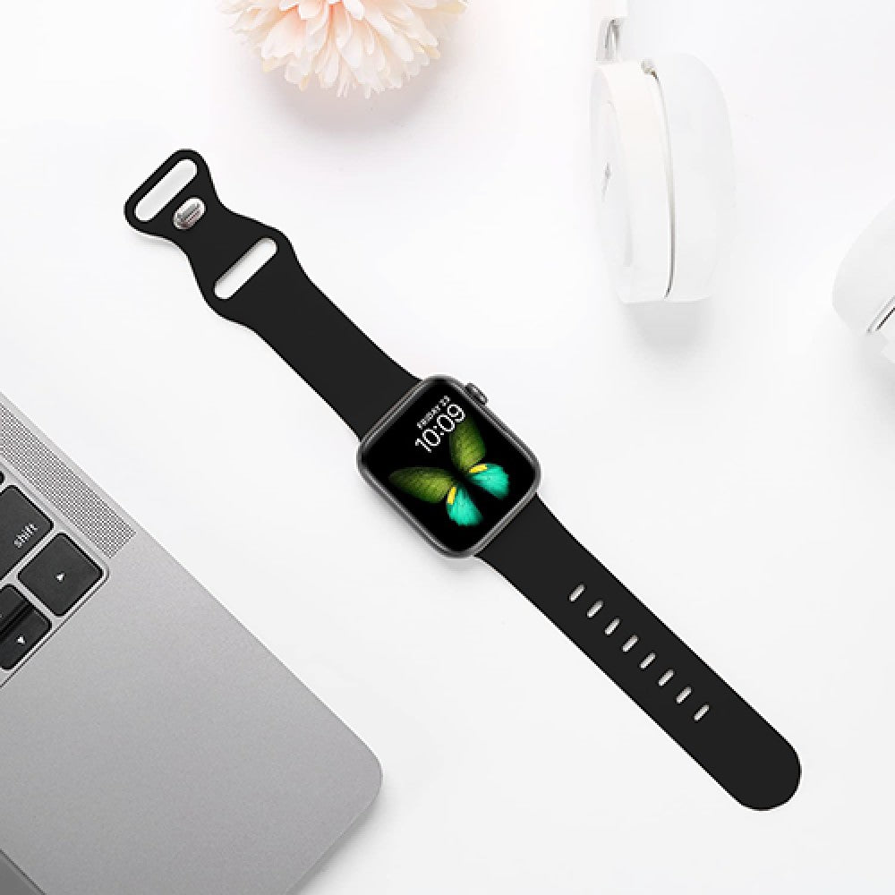 Curea Silicone Aero Loop - Apple Watch 1/2/3/4/5/6/7/8/9/10/11/SE/SE2/SE3 - 38/40/41/42 MM - Black