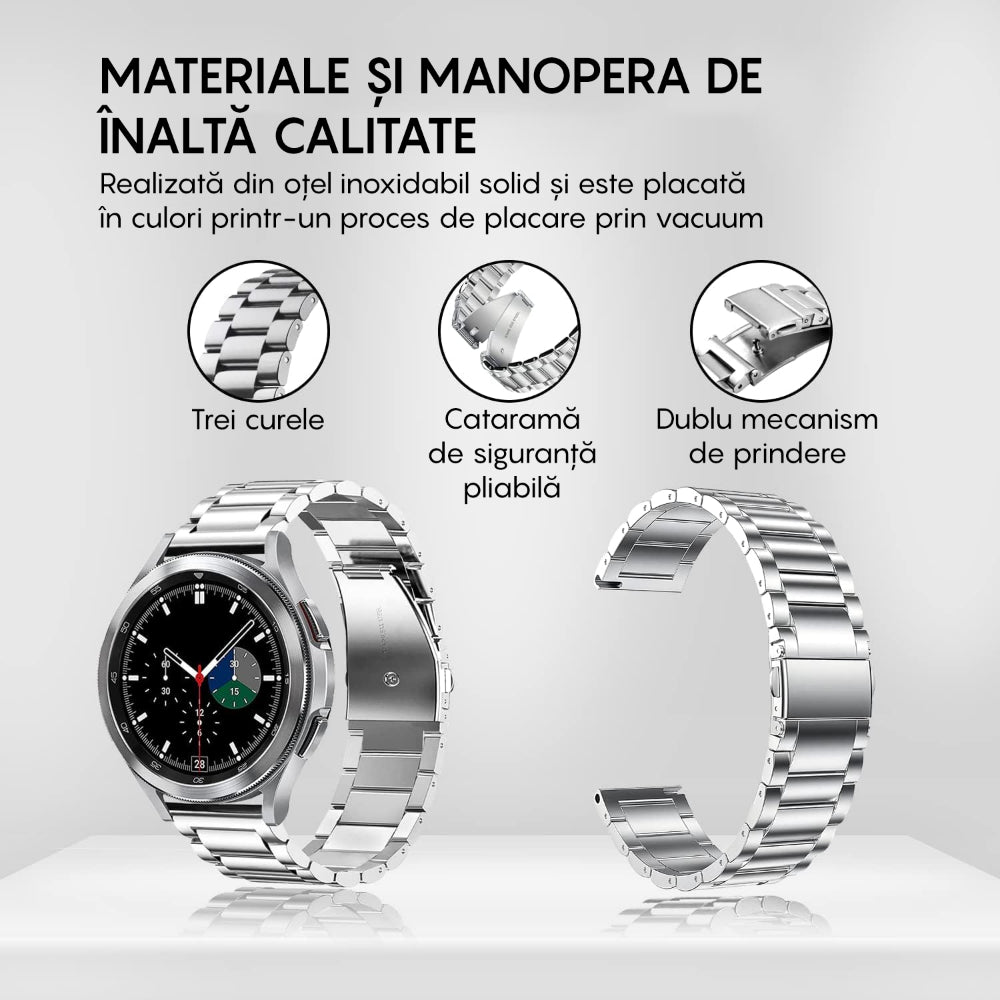 Metallic Link Strap - Samsung Galaxy Watch S3 Frontier/S3 Classic/3 45mm/46mm/Gear S3 - 22mm - Silver