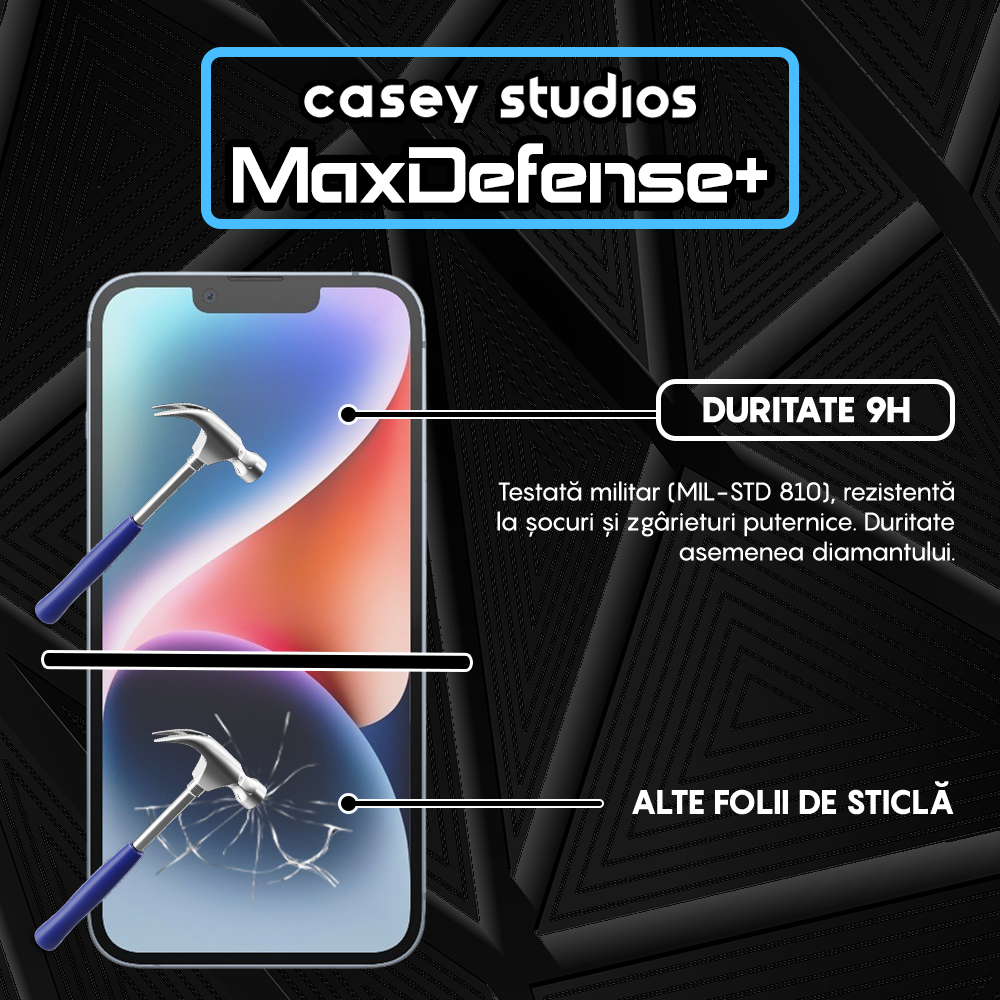 Folie Sticla MaxDefense+ - iPhone 14 - Negru