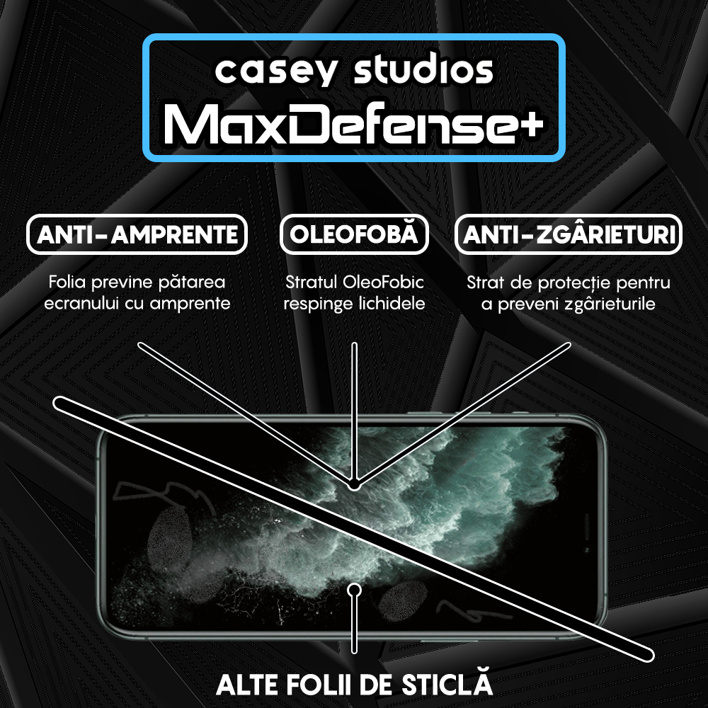 Folie Sticla MaxDefense+ - iPhone 11 Pro - Negru