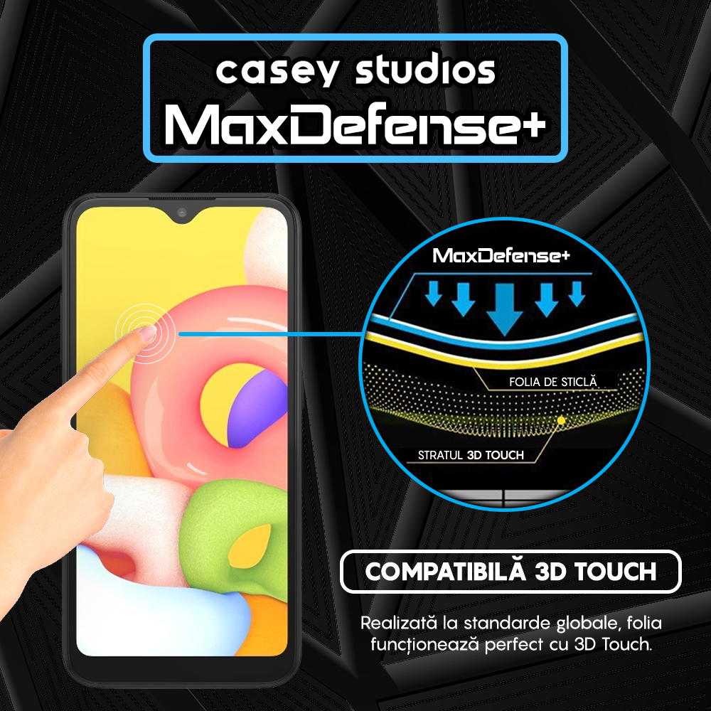 MaxDefense+ Tempered Glass Screen Protector - Samsung Galaxy A01 - Black