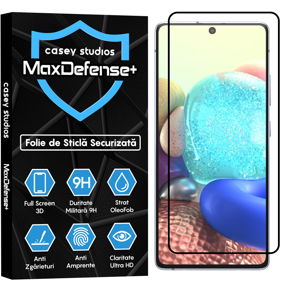 Folie Sticla MaxDefense+ - Samsung Galaxy A71 4G/A71 5G/M51/Note 10 Lite - Negru