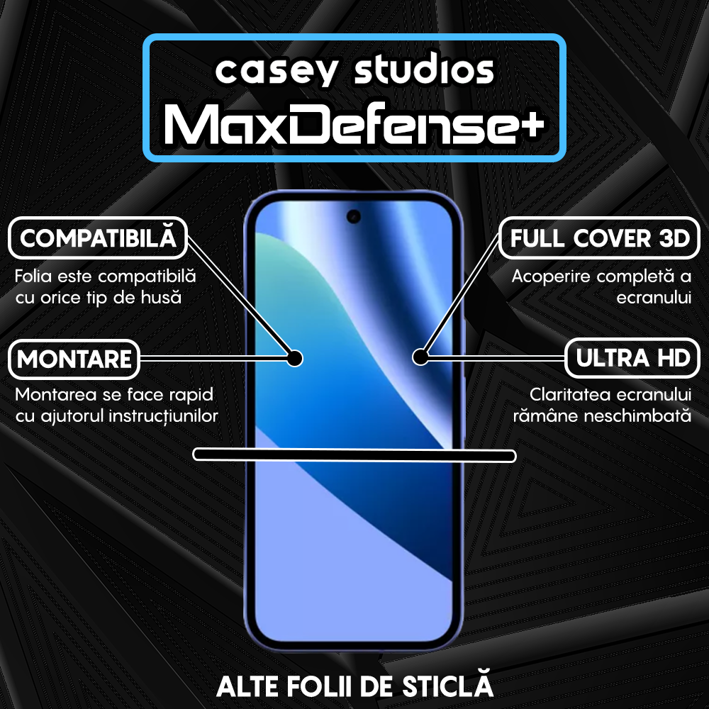 Folie Sticla MaxDefense+ - Google Pixel 10a - Negru