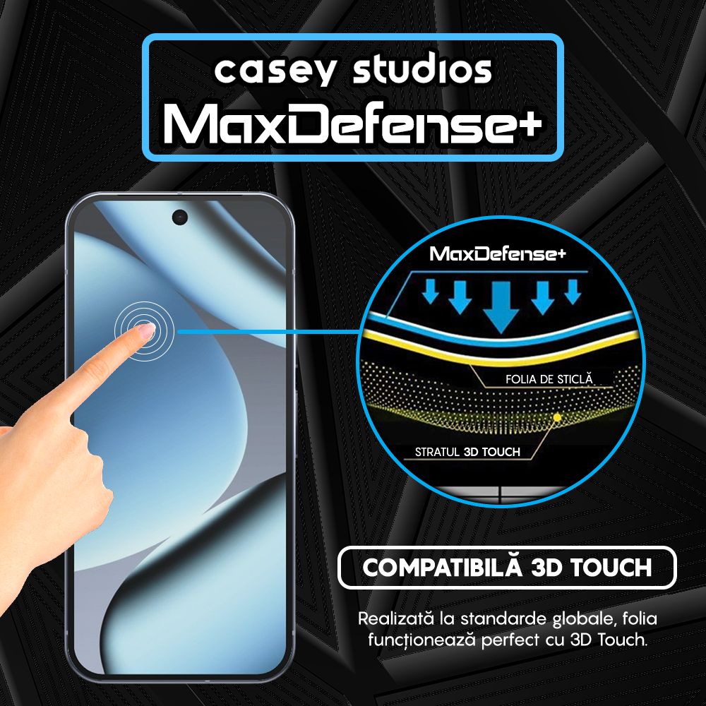 Folie Sticla MaxDefense+ - Google Pixel 10 Pro - Negru
