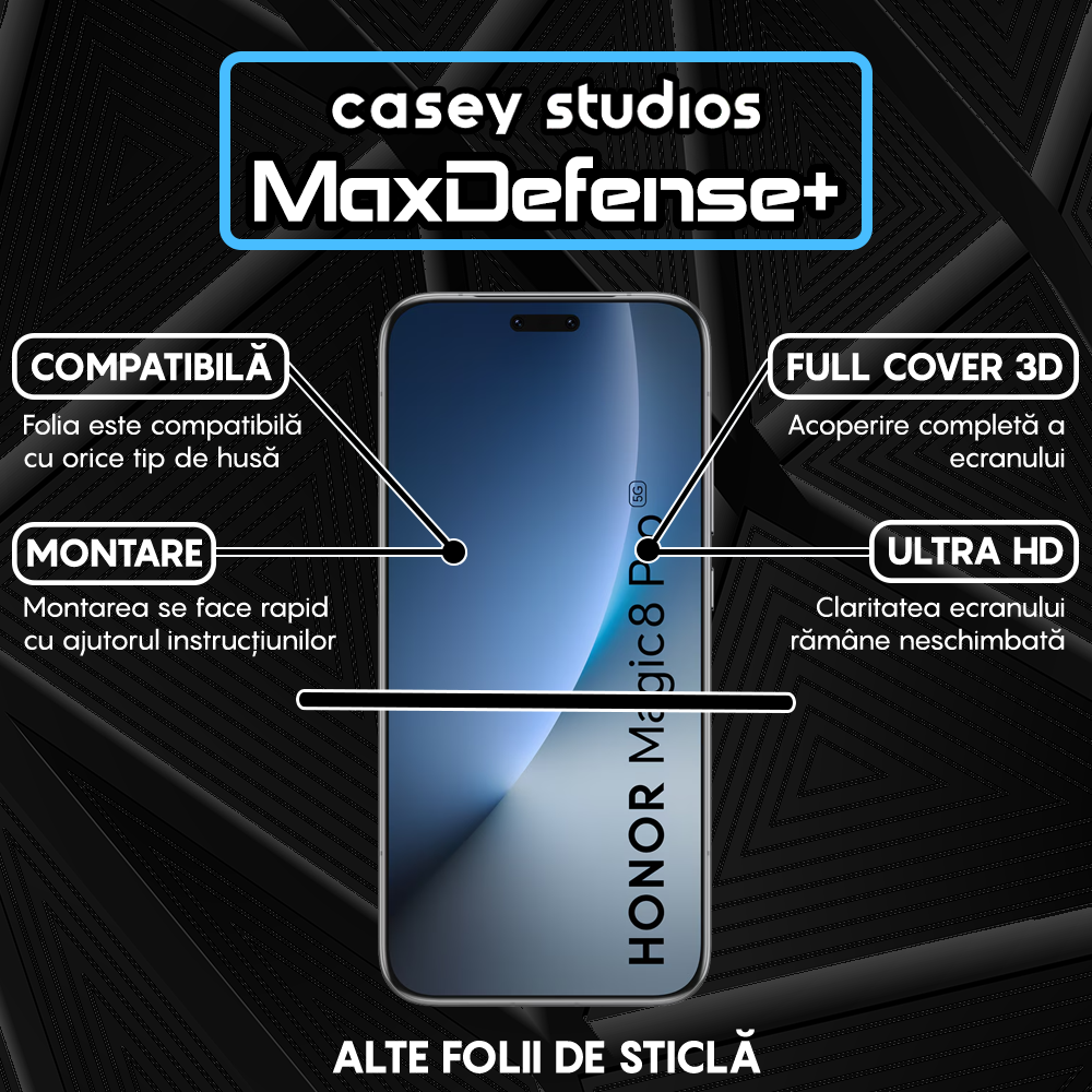 Folie Sticla MaxDefense+ - HONOR Magic 8 Pro - Negru