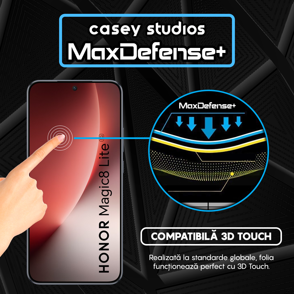 Folie Sticla MaxDefense+ - HONOR Magic 8 Lite - Negru