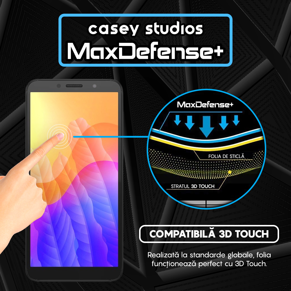 Folie Sticla MaxDefense+ - Huawei Y5p - Negru