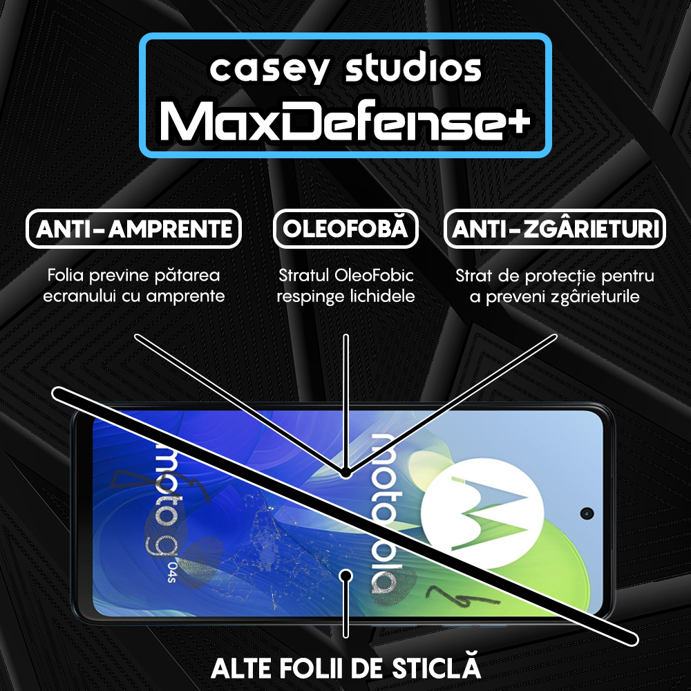 Folie Sticla MaxDefense+ - Motorola Moto G04s - Negru