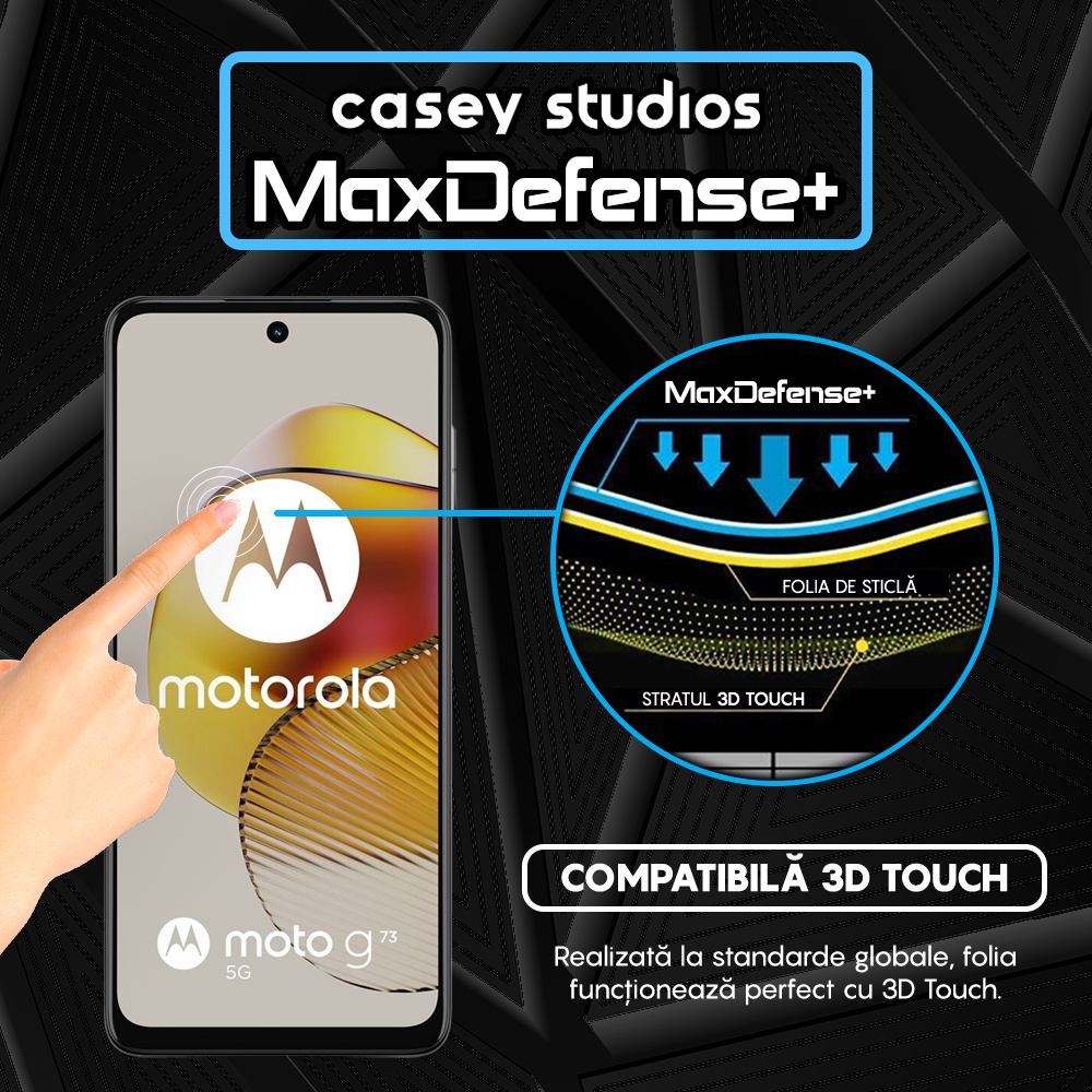 Folie Sticla MaxDefense+ - Motorola Moto G32/Moto G72/Moto G73 - Negru