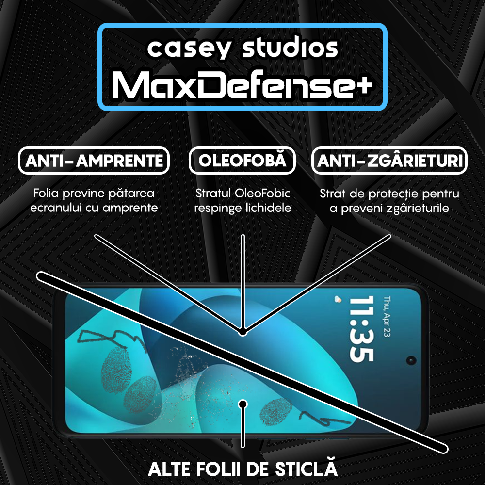 Folie Sticla MaxDefense+ - moto g57 power - Negru