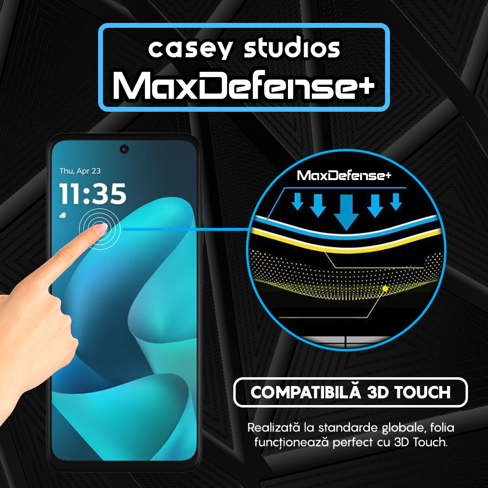 Folie Sticla MaxDefense+ - moto g57 power - Negru