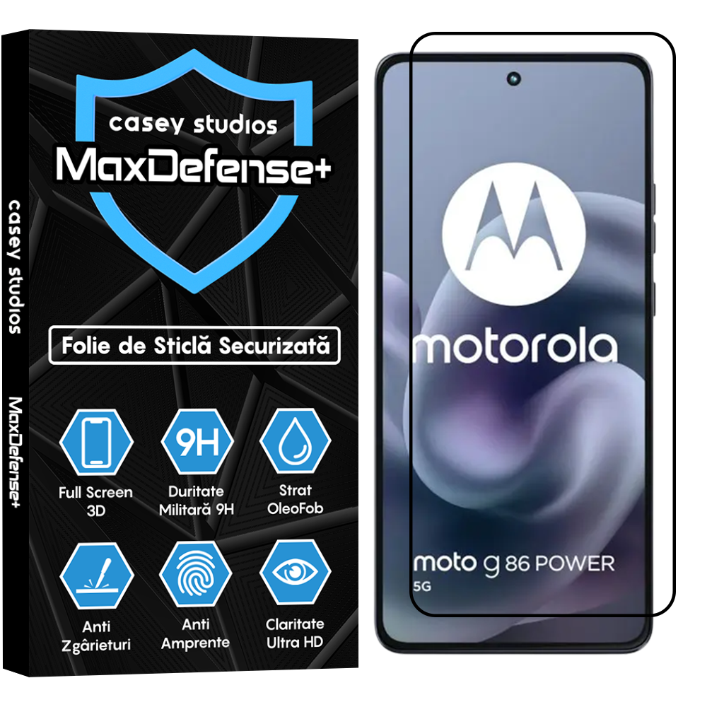 Folie Sticla MaxDefense+ - moto g86 power 5G - Negru