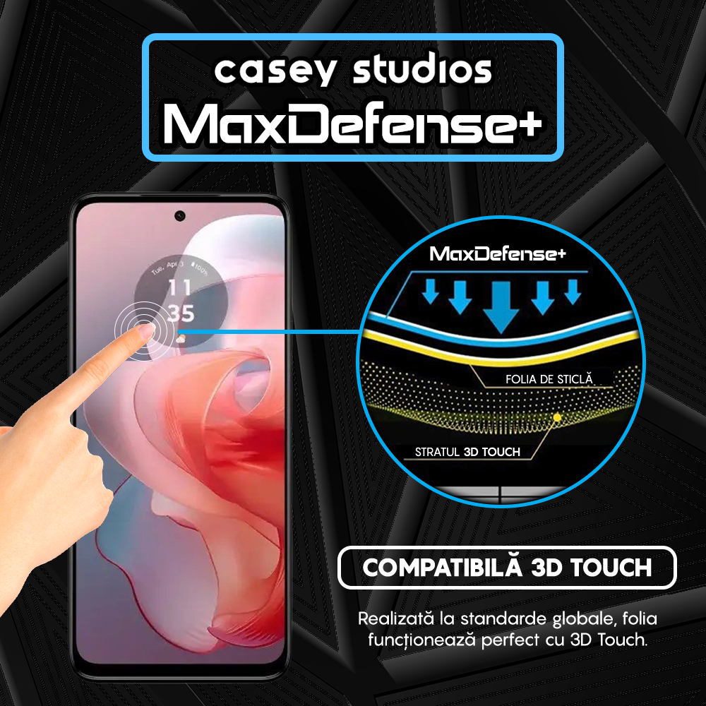Folie Sticla MaxDefense+ - Motorola Moto G Power 2024 - Negru