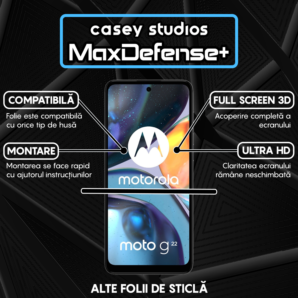 MaxDefense+ Glass Film - Motorola Moto G22 - Black