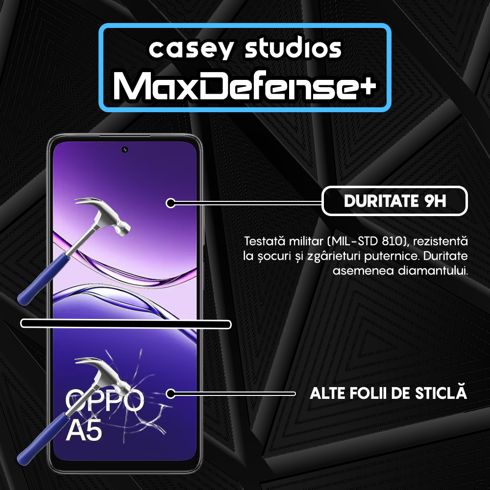 Folie Sticla MaxDefense+ - OPPO A5 5G - Negru
