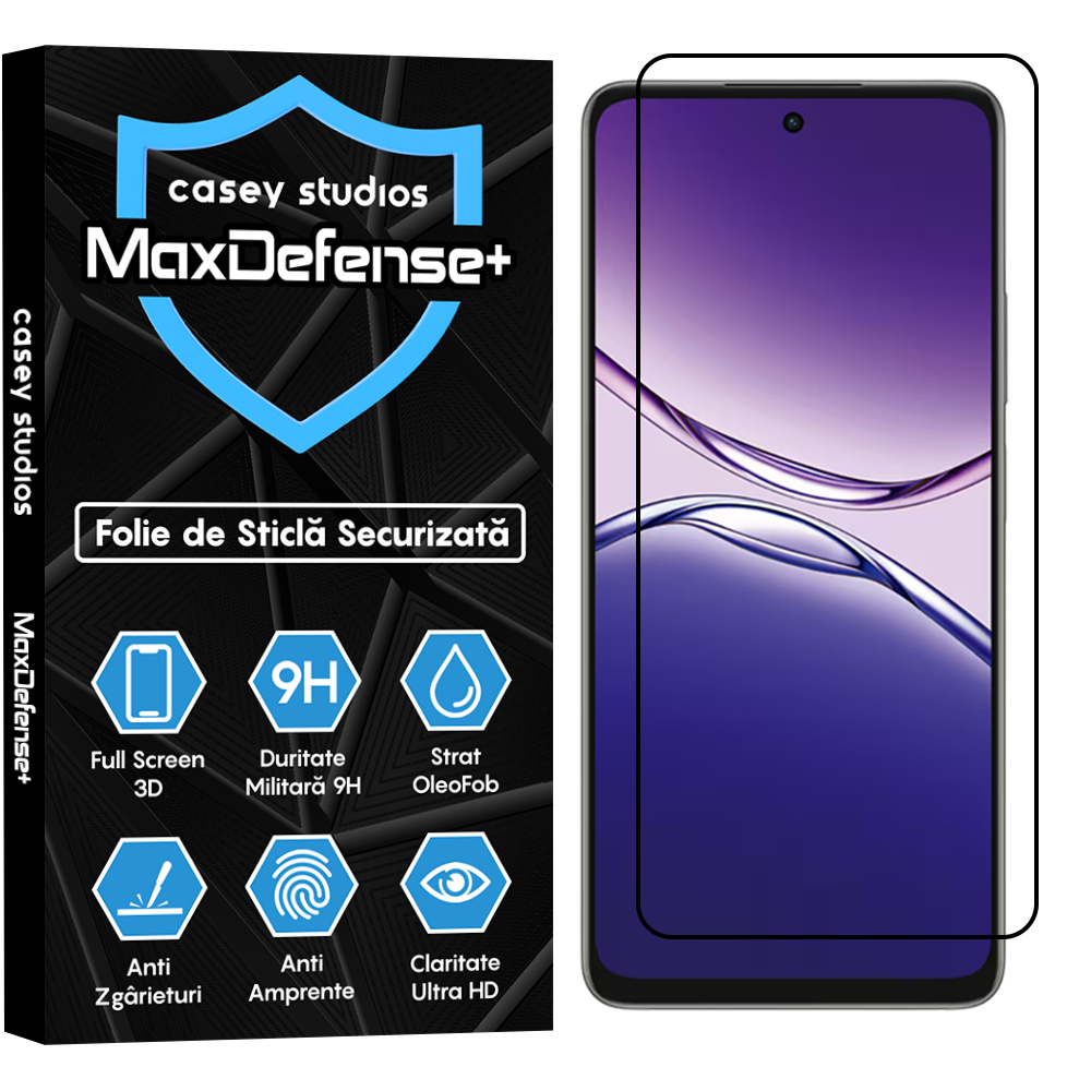 Folie Sticla MaxDefense+ - OPPO A5m - Negru