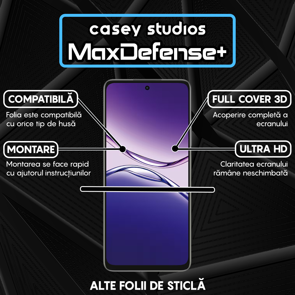 Folie Sticla MaxDefense+ - OPPO A5m - Negru