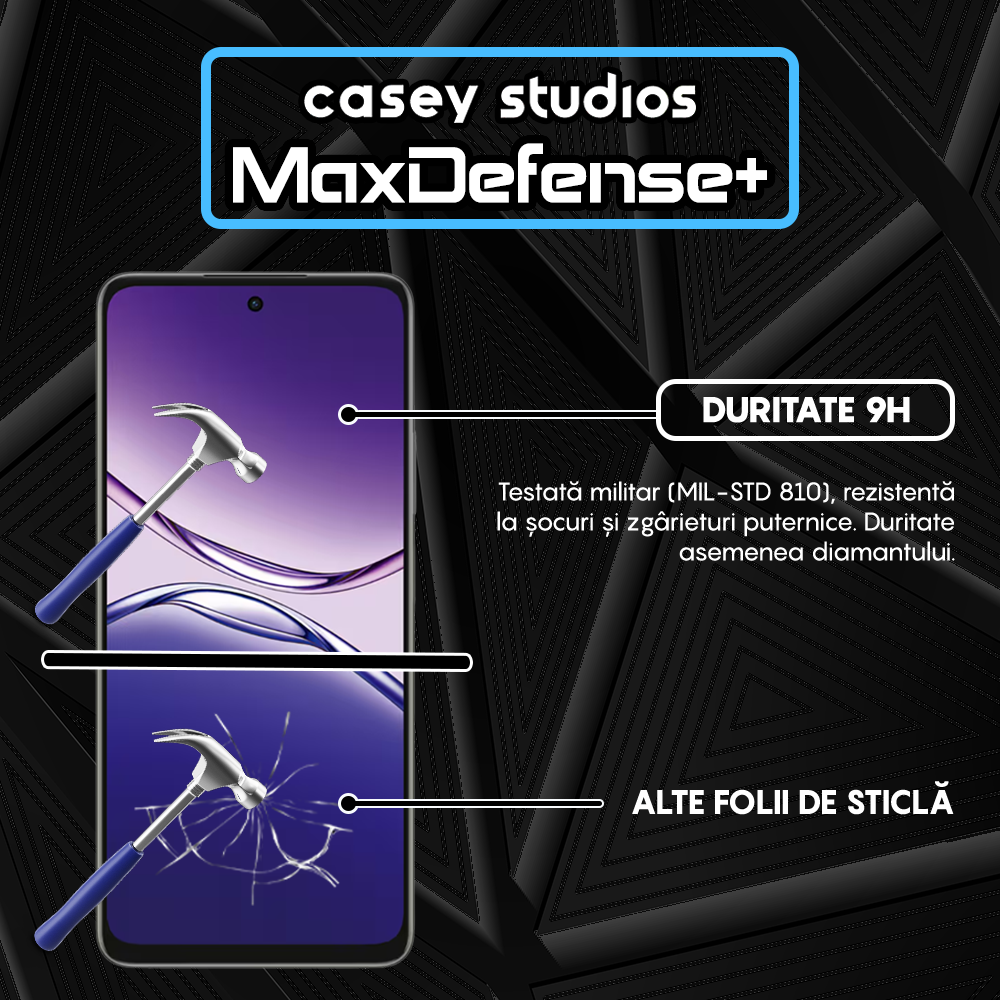 Folie Sticla MaxDefense+ - OPPO A5m - Negru