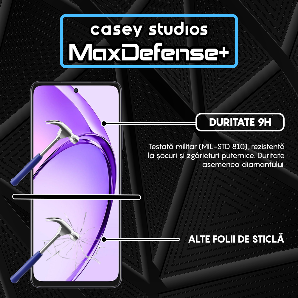 Folie Sticla MaxDefense+ - Oppo A80 - Negru