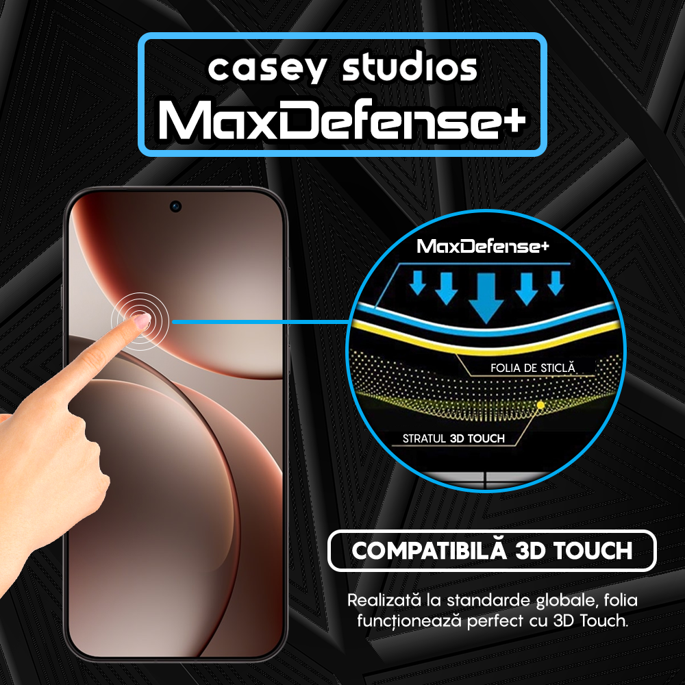 Folie Sticla MaxDefense+ - Oppo Find X9 Pro - Negru