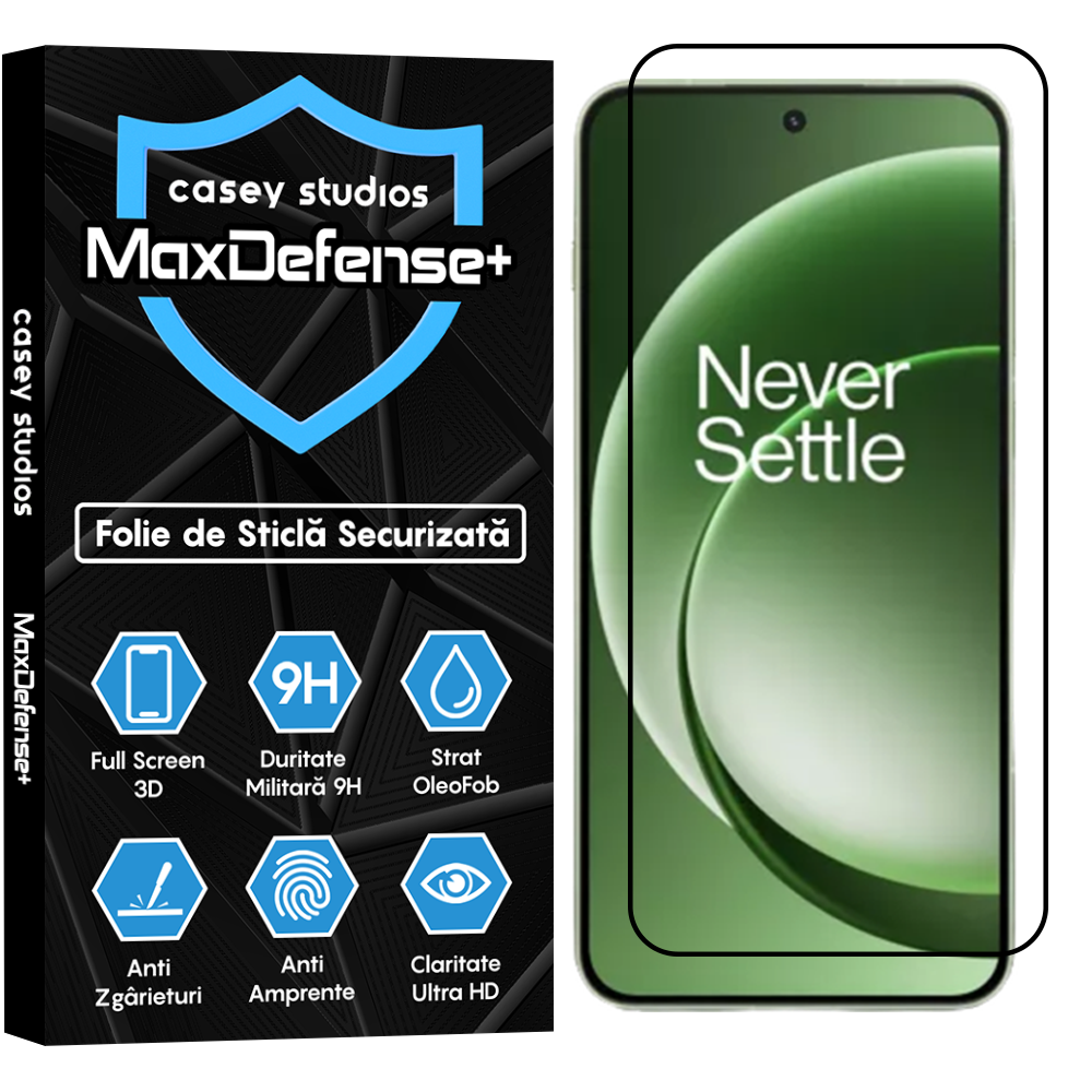 Folie Sticla MaxDefense+ - OnePlus 15R - Negru