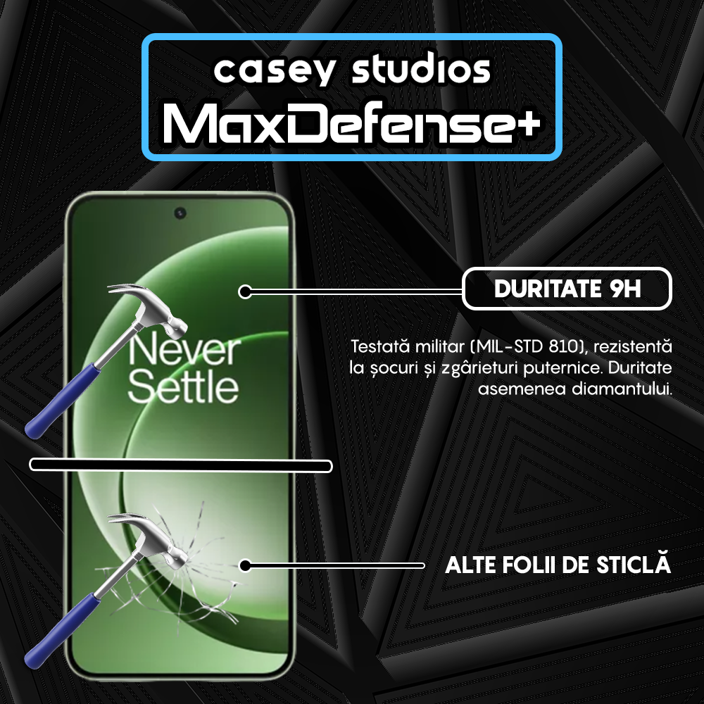 Folie Sticla MaxDefense+ - OnePlus 15R - Negru