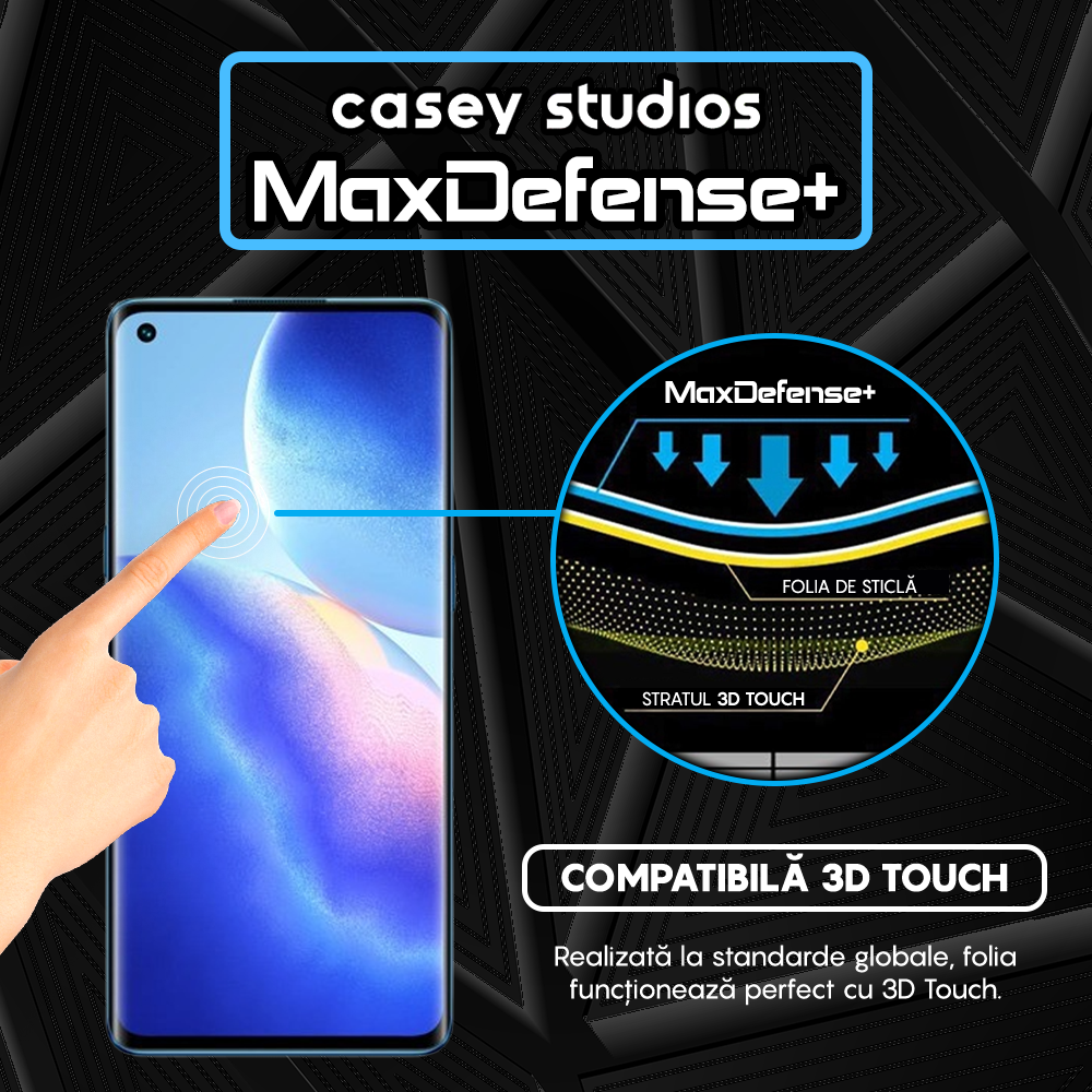 Folie Sticla MaxDefense+ - Oppo Reno5 Pro 5G - Negru