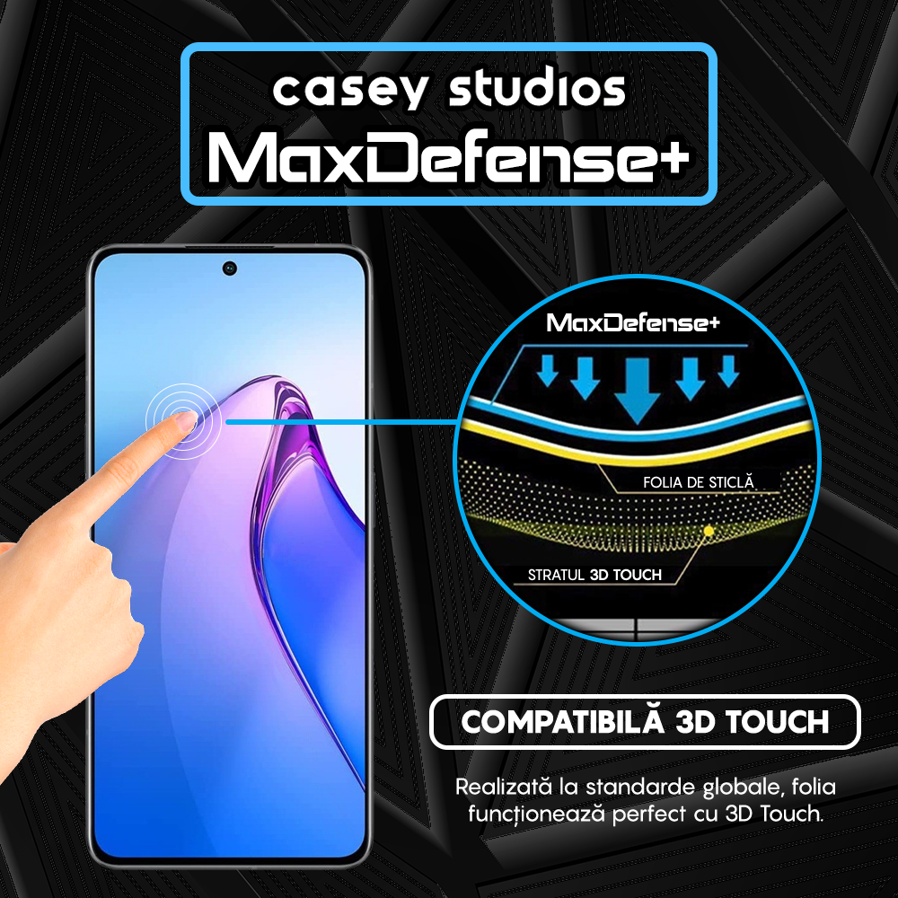 Folie Sticla MaxDefense+ - Oppo Reno8 Pro - Negru
