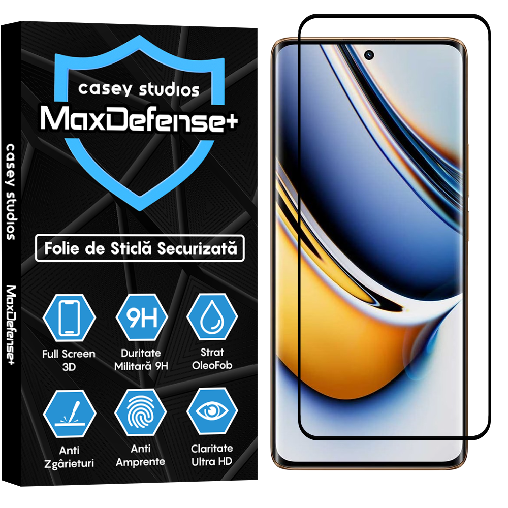 Folie Sticla MaxDefense+ - Realme 11 Pro - Negru