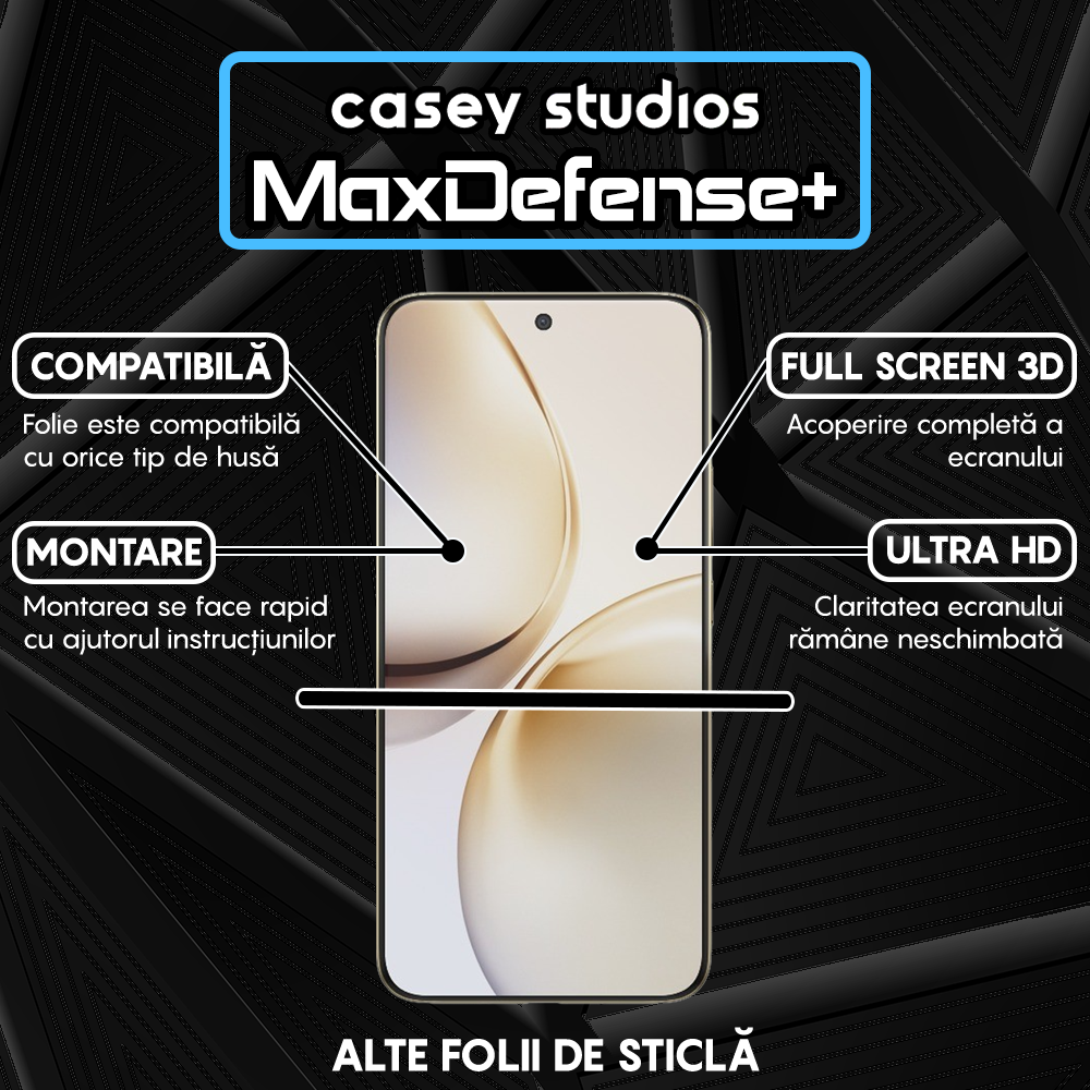 Folie Sticla MaxDefense+ - Realme 14 Pro - Negru