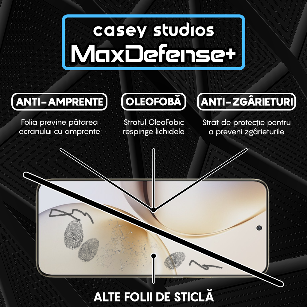 Folie Sticla MaxDefense+ - Realme 14 Pro+ - Negru