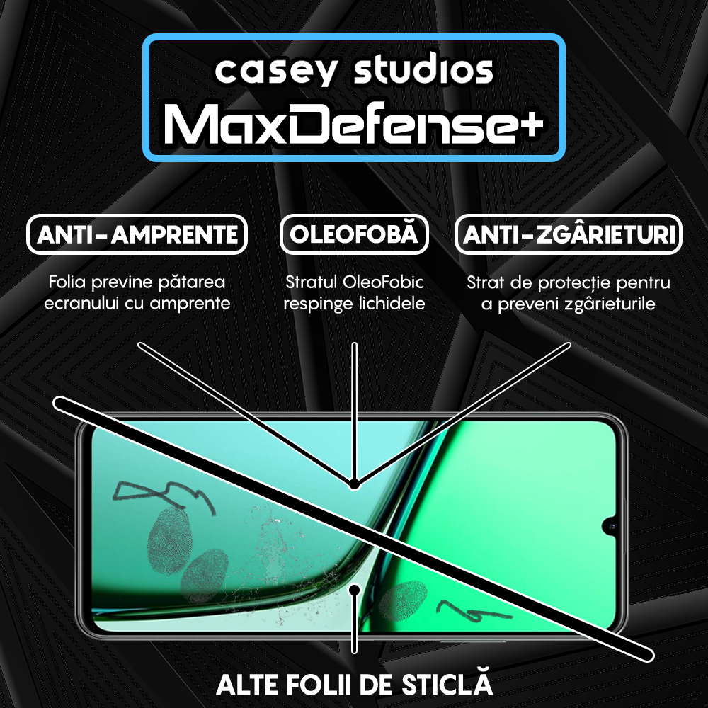 Folie Sticla MaxDefense+ - Realme C63 - Negru