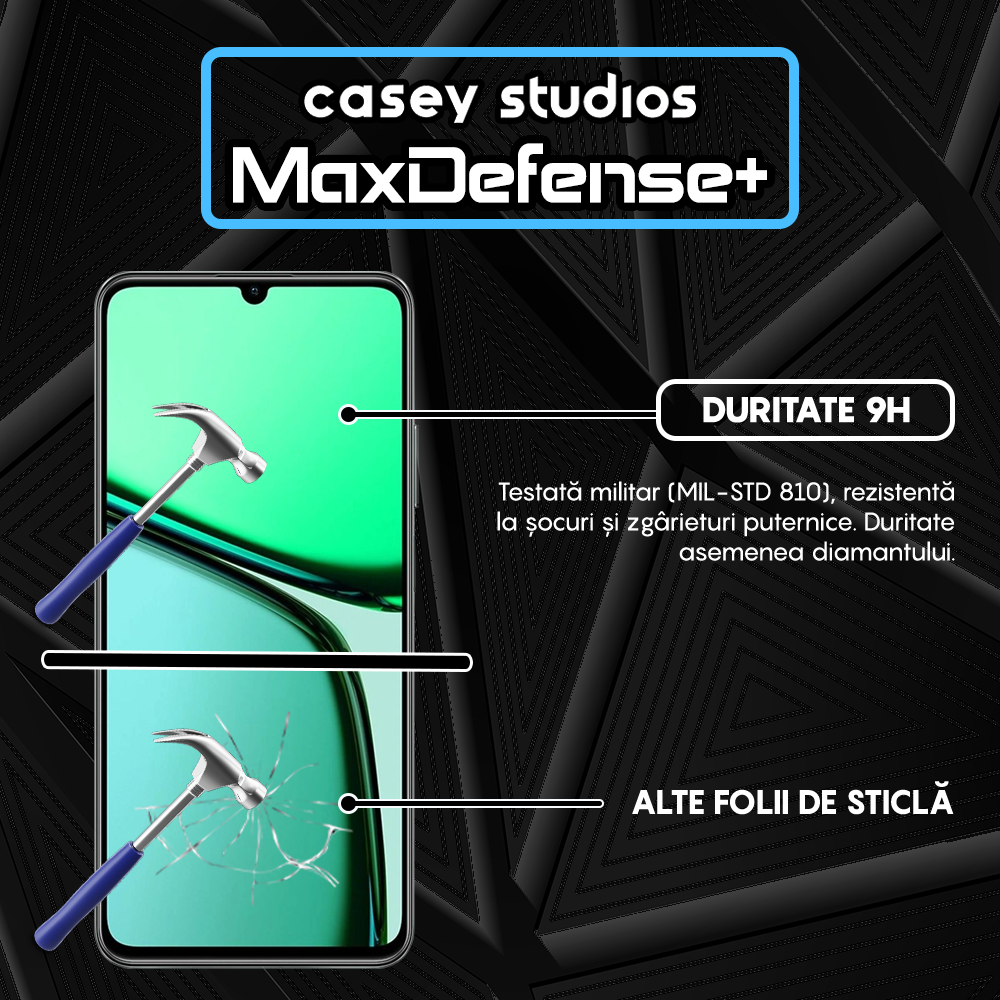 Folie Sticla MaxDefense+ - Realme C63 - Negru
